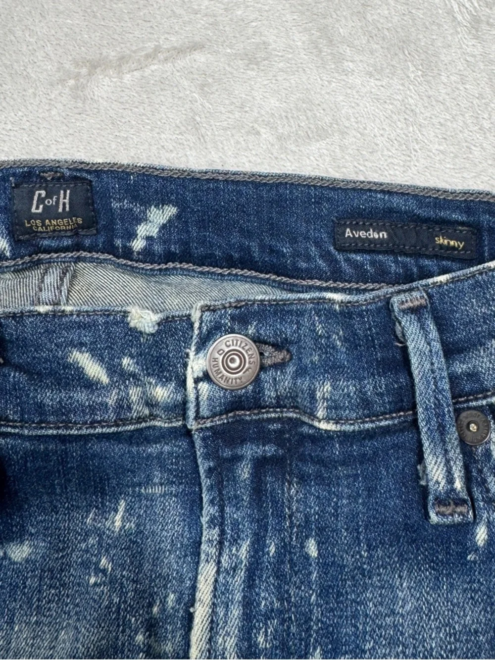 Citizens of Humanity COH Avedon Starry Night Paint Bleach Skinny Blue Jeans 28 - Picture 14 of 17